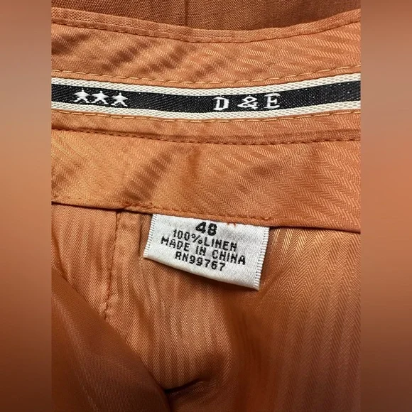 Daniel Ellissa 100% Linen Short Sleeve Men’s Top 4XL Pants 48x34 Rust Suit Set